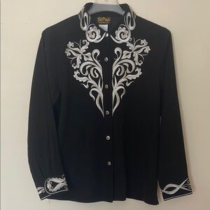 Bob Mackie wearable art Embroidered Button-Up Shirt